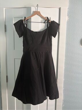 Betsey Johnson Black Off-Shoulder Fit & Flare Mini Dress
